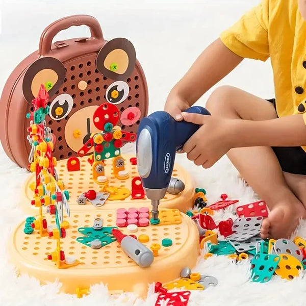 Montessori Lernspielzeugkiste für Kinder in Mint, fördert Kreativität & Feinmotorik.