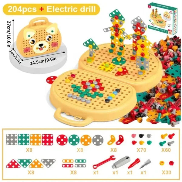 Kind spielt mit pädagogischem Montessori Lernspielzeug, fördert Kreativität, Bauen & Problemlösung.