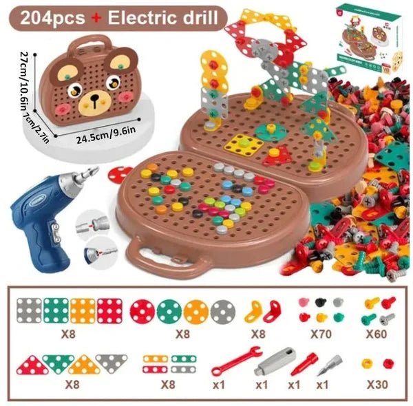 Vielfältige Elemente der Montessori Lernspielzeugkiste, unterstützt Feinmotorik & Problemlösung.