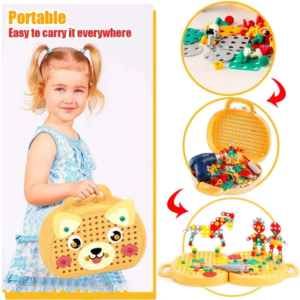 Pädagogisches Kinderspielzeug: Montessori Lernspielzeugkiste zur Entwicklung von Kreativität & Bauen.