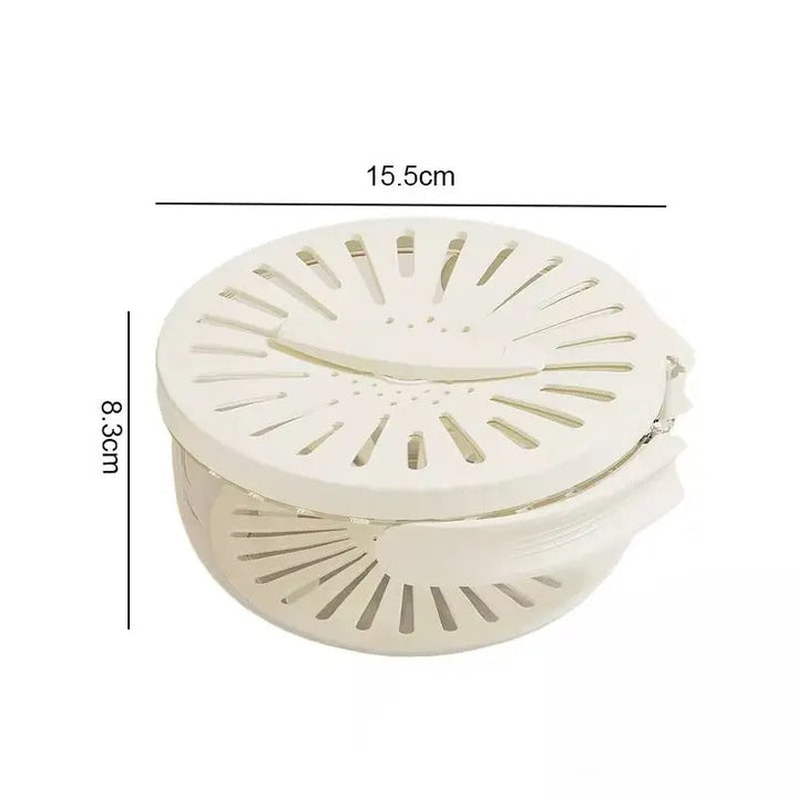 Platzsparende 2-in-1 Abtropfschale mit Deckel, Sieb und Behälter – ein unverzichtbarer Küchenhelfer.