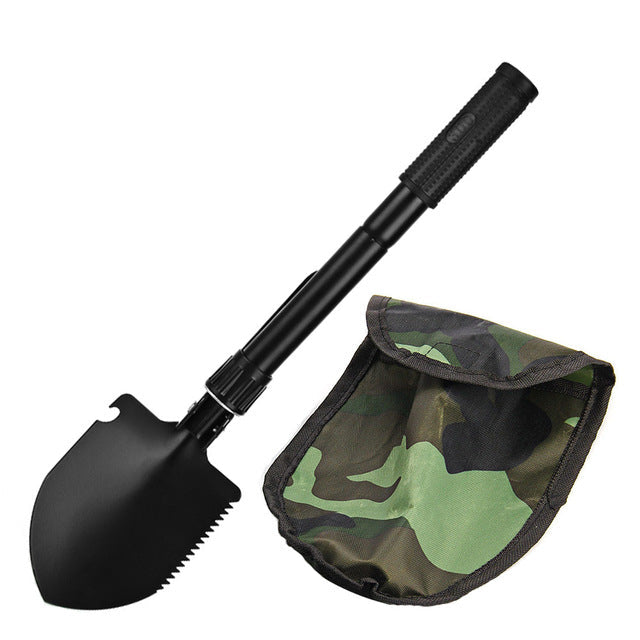 Multifunktionale Falt-Schaufel 3-in-1 für Outdoor, Camping & Survival; robustes Faltspaten-Werkzeug.