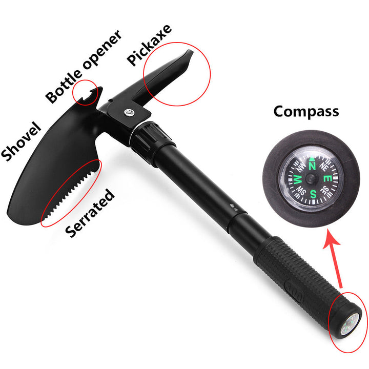 Robuster Faltspaten & Campingschaufel für Abenteuer, Reisen & Outdoor-Einsätze; vielseitiges Multitool.