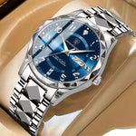 Silbernes Armband mit Blauem Zifferblatt