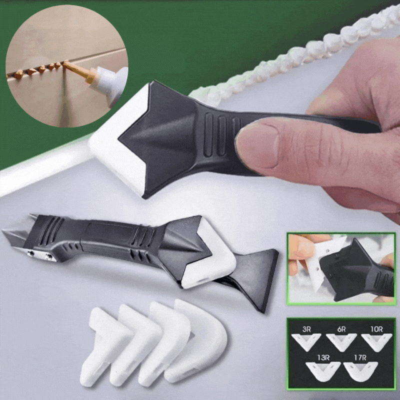 Multifunktionales 3-in-1 Fugenwerkzeug & Silikonentferner für Heimwerker. Ideal zum Glätten & Entfernen von Fugen.