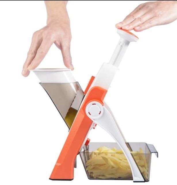 Präziser Gemüseschneider für Würfel & Julienne-Streifen. Erleichtert die Zubereitung gesunder Gerichte enorm.