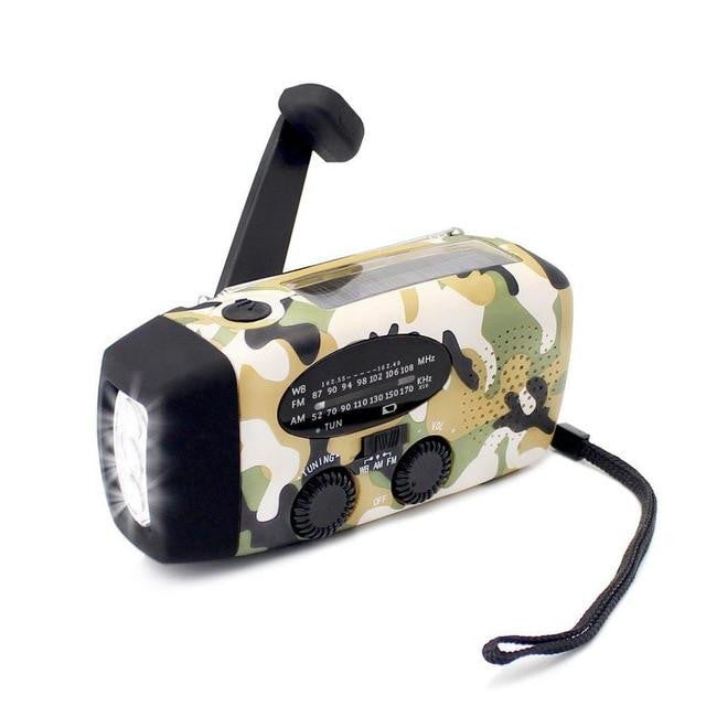 Notstromgerät mit Solarpanel & Handkurbel, integriertem AM/FM Radio, Powerbank & LED-Licht für Krisen.