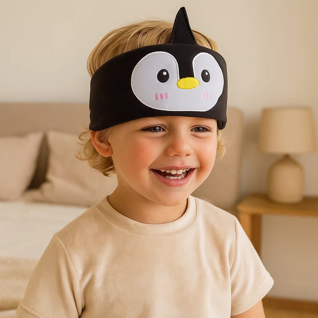 Weiche, sichere Bluetooth Schlafmaske für Kinder; bequeme Kopfhörer integriert für ruhige Momente.