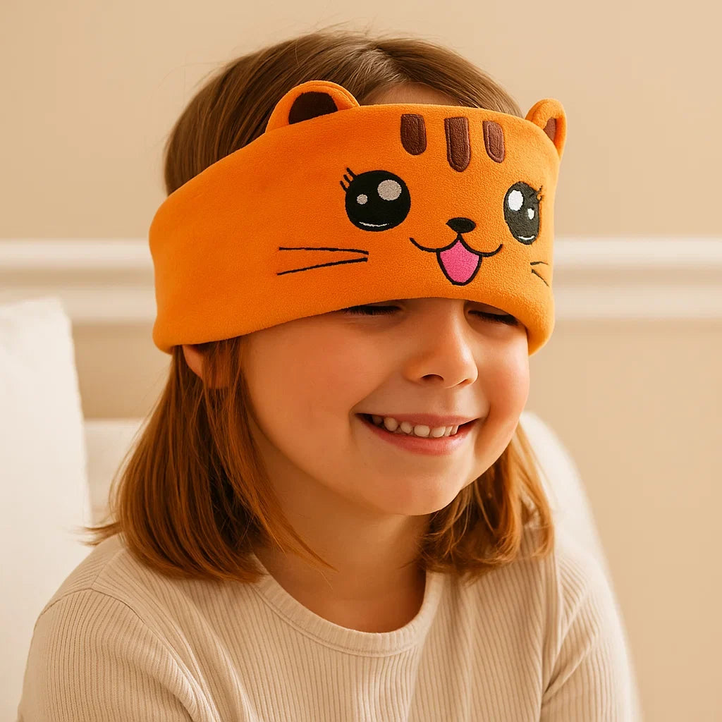 Süße Tiermaske Schlaf-Kopfhörer für Kinder; bequeme Bluetooth Einschlafhilfe für entspannte Nächte.