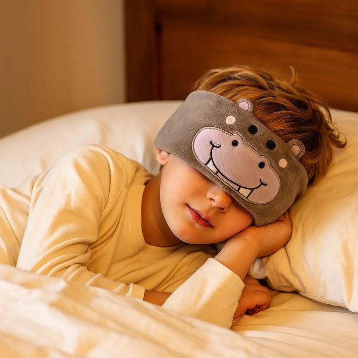 Entspannende Schlafmaske mit Bluetooth Kopfhörern für Kinder; fördert ruhigen Schlaf mit Musik/Hörspielen.