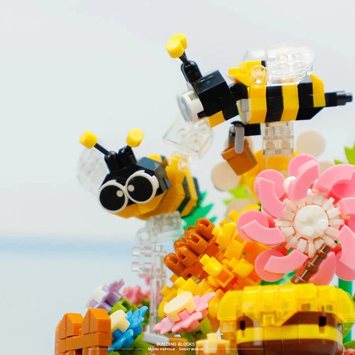 Kreativset Nano Bausteine: Schmetterling & Biene. Detailreiches Blumen-Modellbau für Kinder & Erwachsene.