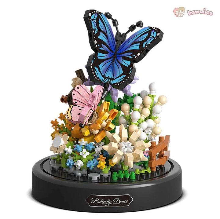 Fertiges Modell: Nano Bausteine Schmetterling & Biene auf Blüten. Schöne Dekoration für Zuhause.