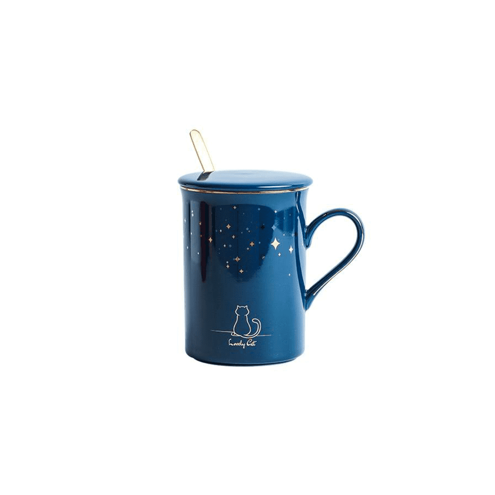 Teil eines Tassensets: Niedliche Katzen-Kaffeetasse aus Keramik mit Katzenschwanz-Henkel. Geschenk für Katzen.