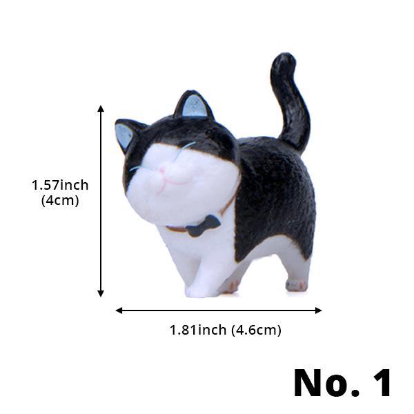 Niedliche Mini Katzenfigur, handbemalt, mit drehbarem Kopf für Katzenliebhaber.