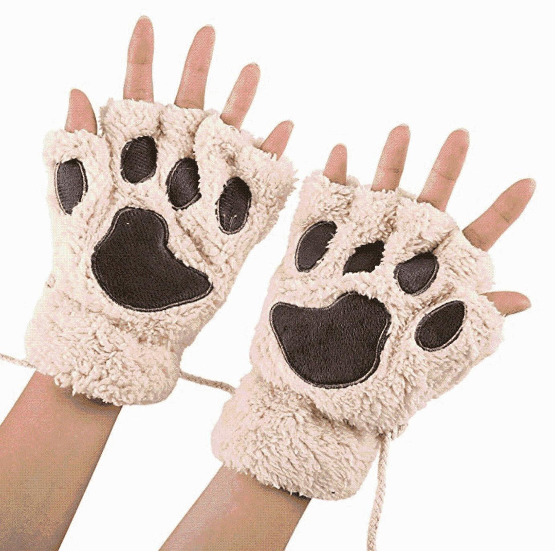 Warme Unisex Plüsch-Handschuhe im Bärenpfoten-Look, kuschelig und ein lustiges Accessoire für den Winter.