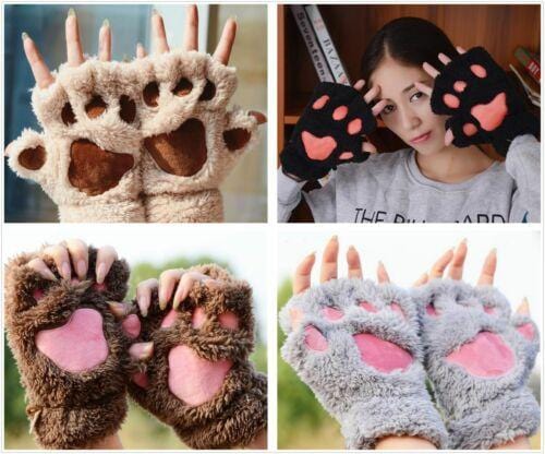 Flauschige Plüsch-Bärenpfoten-Handschuhe, halten Hände warm und sind ein süßes Geschenk für Bärenfans im Winter.