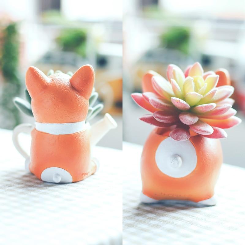 Süßer Corgi Blumentopf aus Harz, tolle Geschenkidee für Sukkulenten-Liebhaber und Garten Deko Enthusiasten.