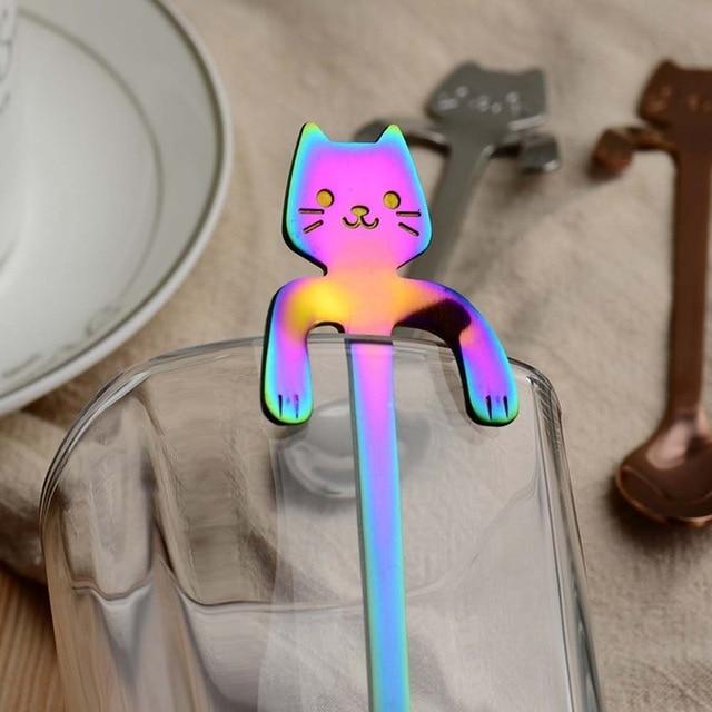Perfektes Geschenk für Katzenliebhaber: Robuster Edelstahl-Katzenlöffel mit charmantem Design.