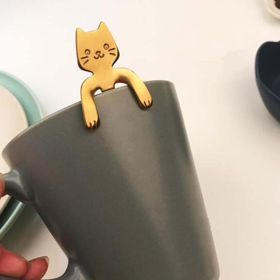Vielseitiger Küchenhelfer: Niedlicher Katzenlöffel aus Edelstahl, ein charmantes Besteckstück für jeden Tag.