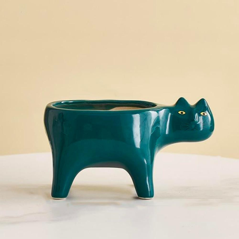 Niedlicher Keramik Katzen Blumentopf für Sukkulenten, einzigartige Innendekoration & Geschenkidee.