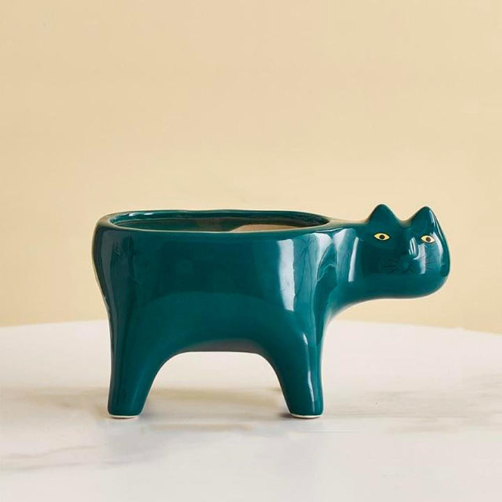 Niedlicher Keramik Katzen Blumentopf für Sukkulenten, einzigartige Innendekoration & Geschenkidee.