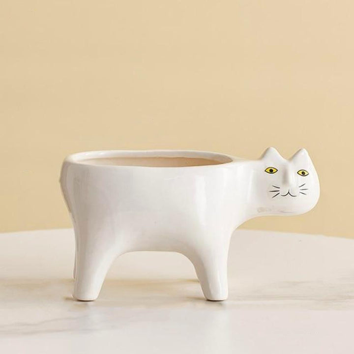 Origineller Katzen Keramik Pflanztopf, ideales Geschenk für Tierfreunde und Pflanzenliebhaber.