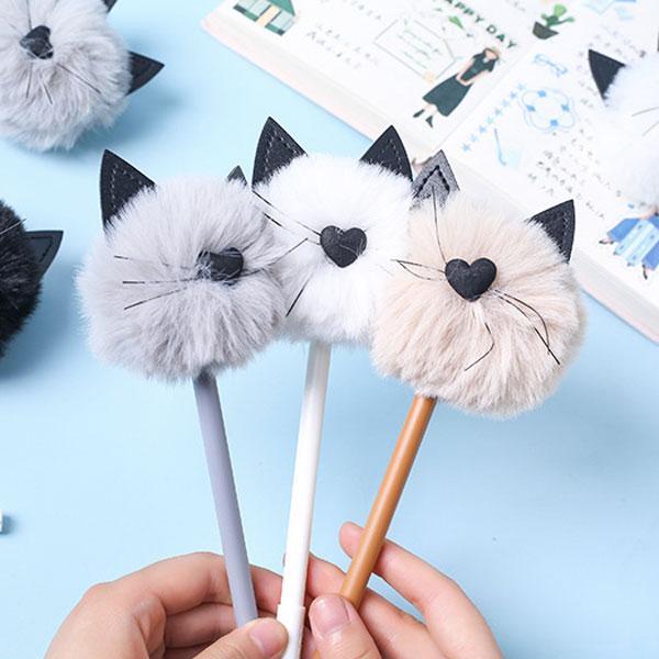 Flauschiger Pom Pom Gel-Katzenstift: niedliches Schreibaccessoire, perfekt für Schule, Büro & Katzenfans.