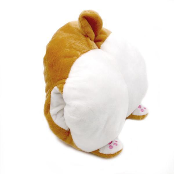 Kuscheliges Corgi Rückenkissen mit praktischem Handwärmer. Perfekt als Plüschtier Dekoration und bequemes Geschenk.