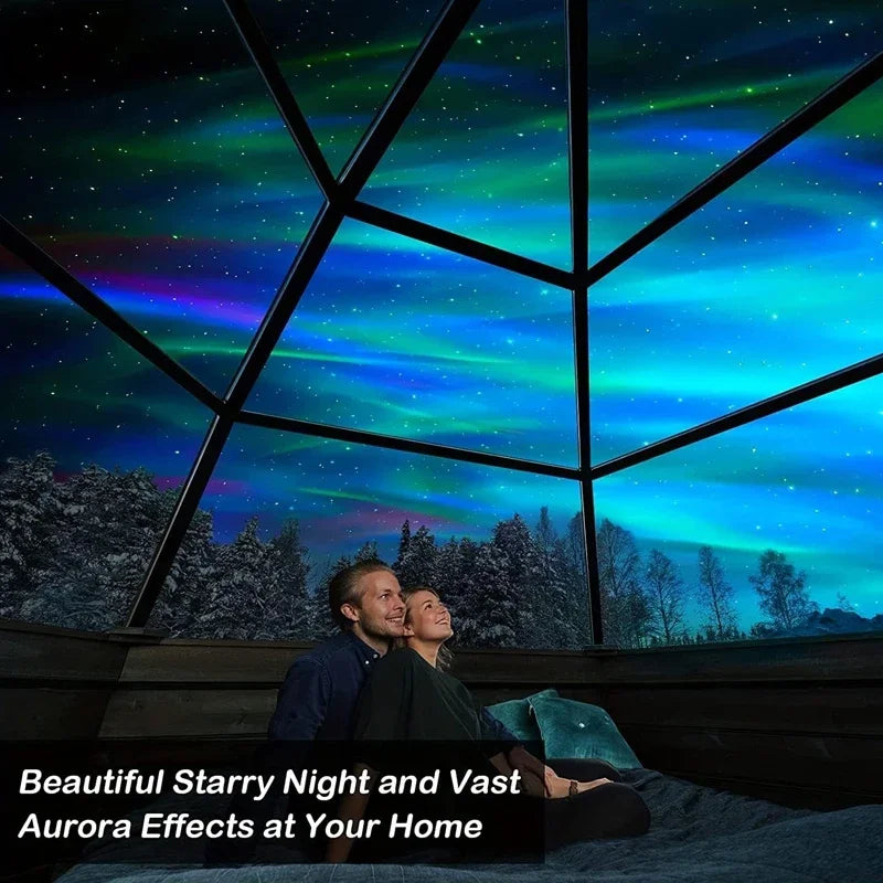 Musiksync Lichtprojektor mit dynamischen Nordlichtern & Sternen, verwandelt jeden Raum in eine Oase.