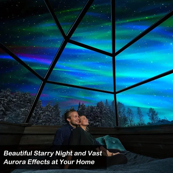 Musiksync Lichtprojektor mit dynamischen Nordlichtern & Sternen, verwandelt jeden Raum in eine Oase.