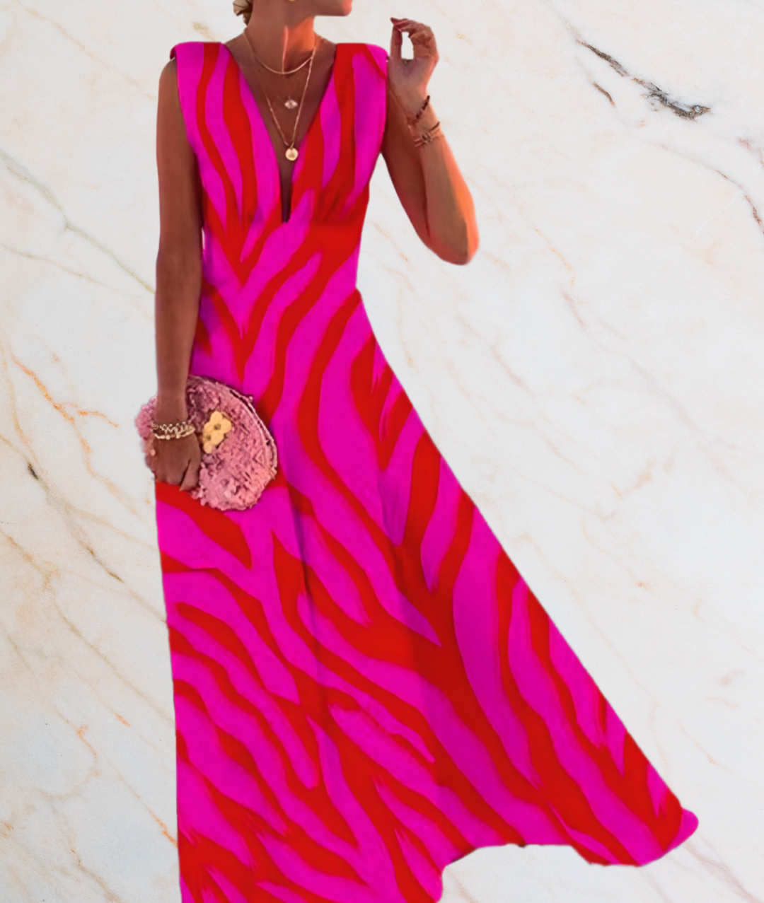 Stylisches ärmelloses Damenkleid in modernem Schnitt, perfekt als elegantes Sommerkleid für jeden Anlass.