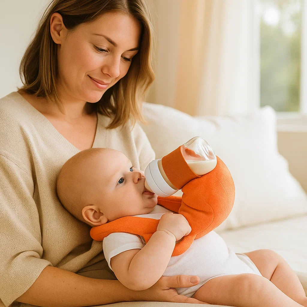 Freihändiges Stillkissen für Babys, bietet Komfort und Halt beim Füttern. Ideal für entspannte Stillmomente.