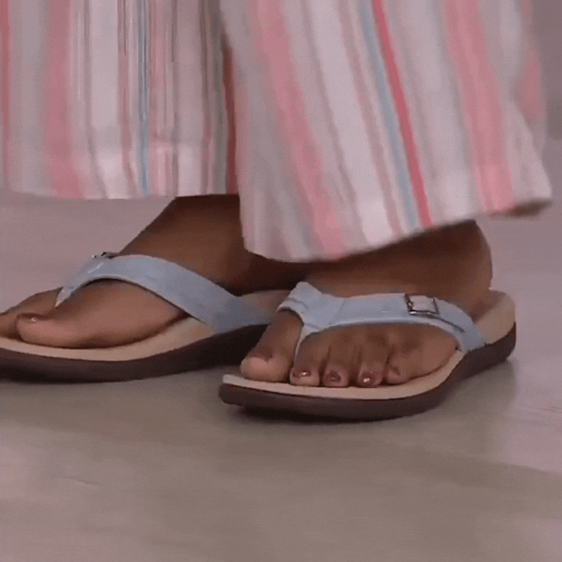 Rutschfeste Sommer Sandalen für Damen, orthopädisch mit Fußgewölbestütze und Komfort. Ideal für sicheren Halt.