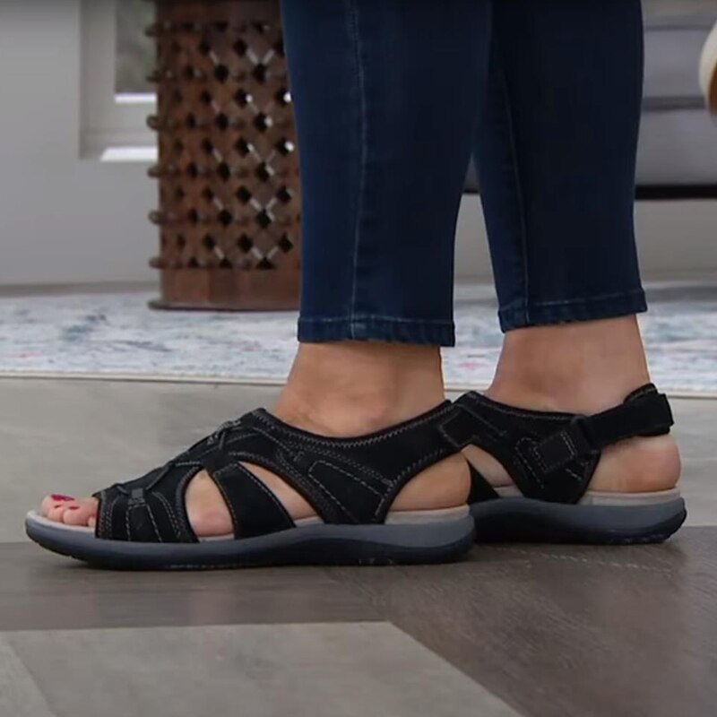 Leichte Damensandalen mit ergonomischer Fußstütze und Memory Foam-Komfort.