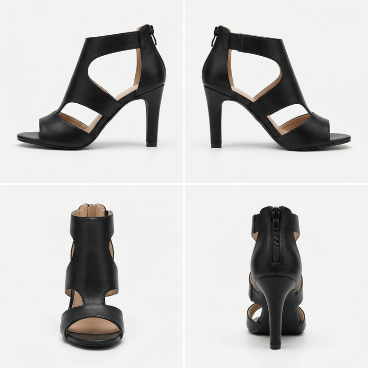 Hochwertige orthopädische Stöckelschuhe für Damen in Rose/Schwarz. Für einen stilvollen Auftritt & besten Tragekomfort.