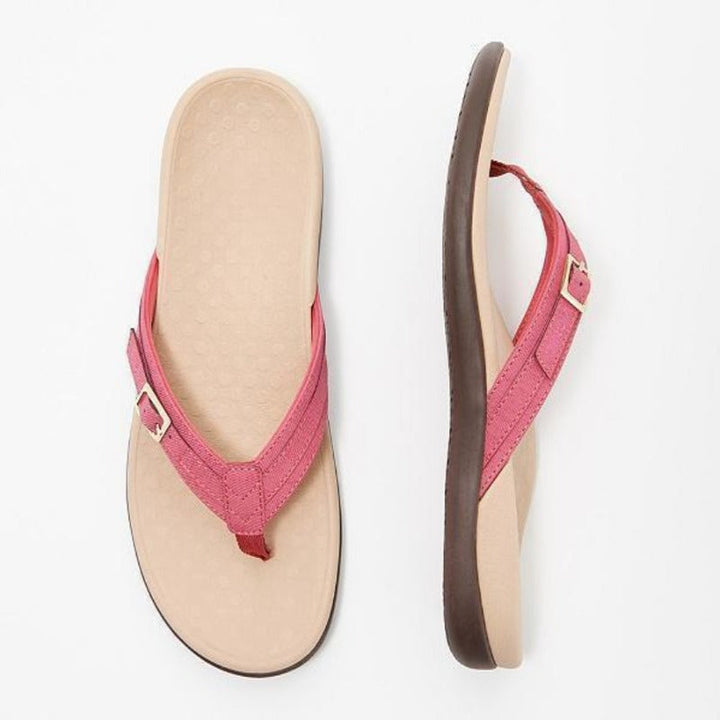 Orthopädische Damensandalen mit ergonomischem Fußbett für maximalen Komfort und Fußgesundheit im Sommer.