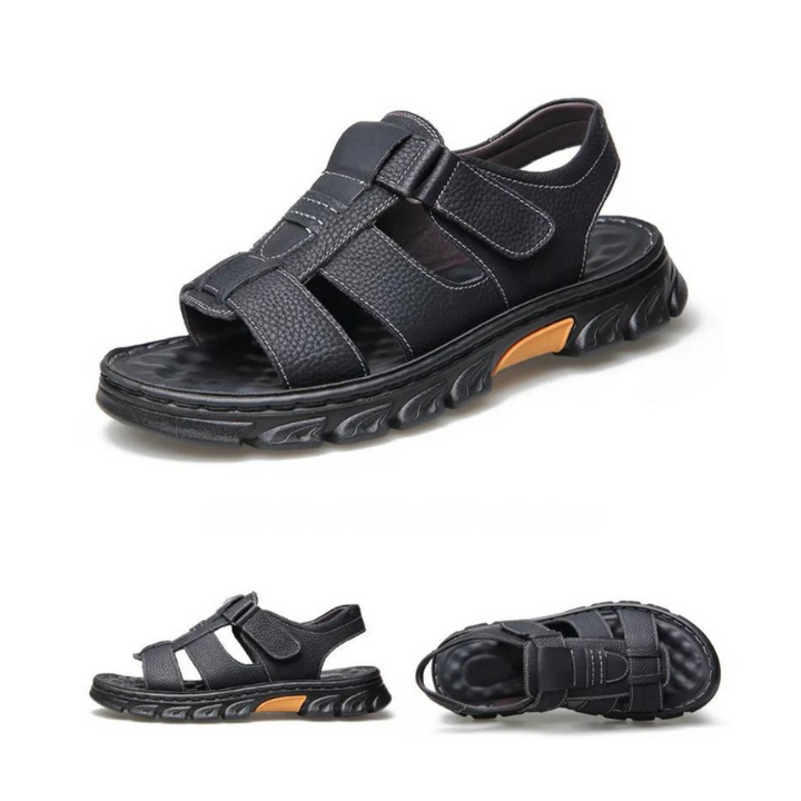 Stabile orthopädische Herrensandalen mit Fußbett, perfekt für ganztägigen Komfort und Unterstützung.