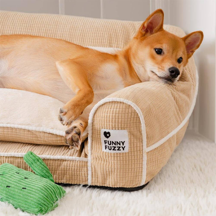 Gemütliches, orthopädisches Eck-Hundebett für Hunde mit Gelenkproblemen. Ideal als Schlafplatz.