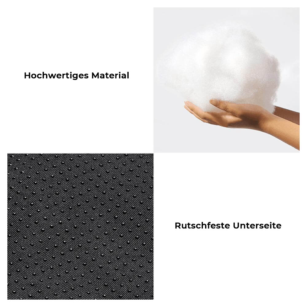 Graues orthopädisches Eck-Hundebett aus Flanell. Gelenkschonender Schlafplatz für alle Hunde.