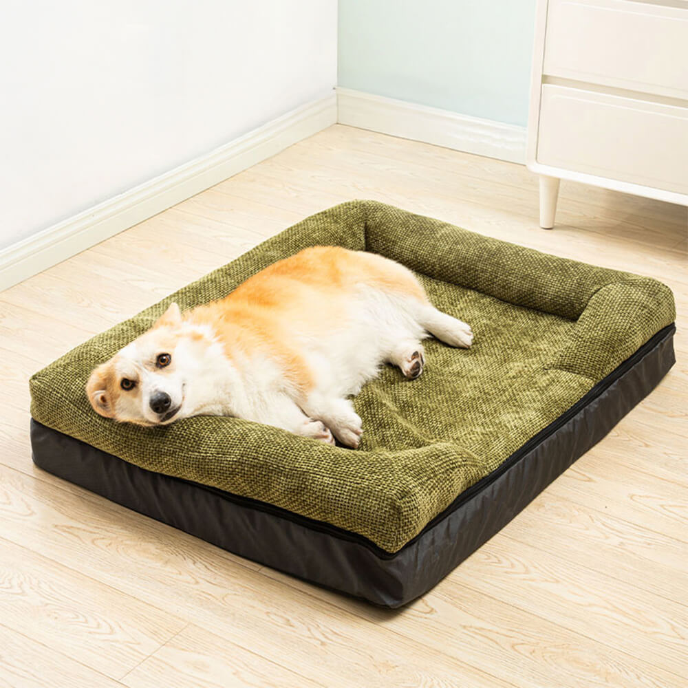 Platzsparendes Eckbett für Hunde & Katzen. Kratzfestes, orthopädisches Tierbett für Komfort.