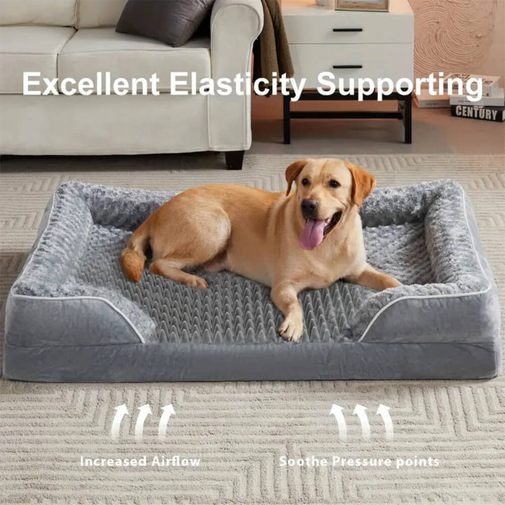 Wasserdichtes & waschbares Eckhundebett, braun, orthopädisch. Perfekt für alternde Hunde mit Gelenkproblemen.