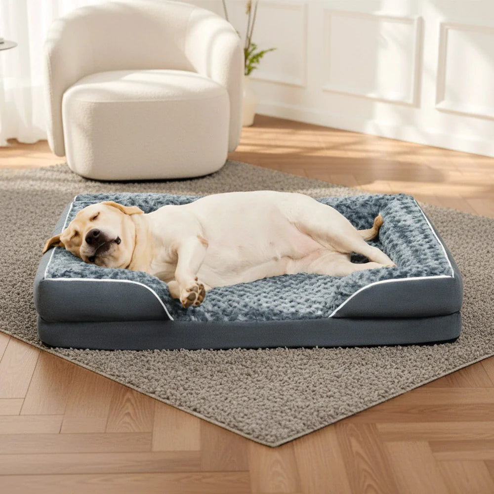 Abnehmbares, wasserdichtes Ecktierbett, braun, orthopädisch. Waschbar, ideal für große Hunde.