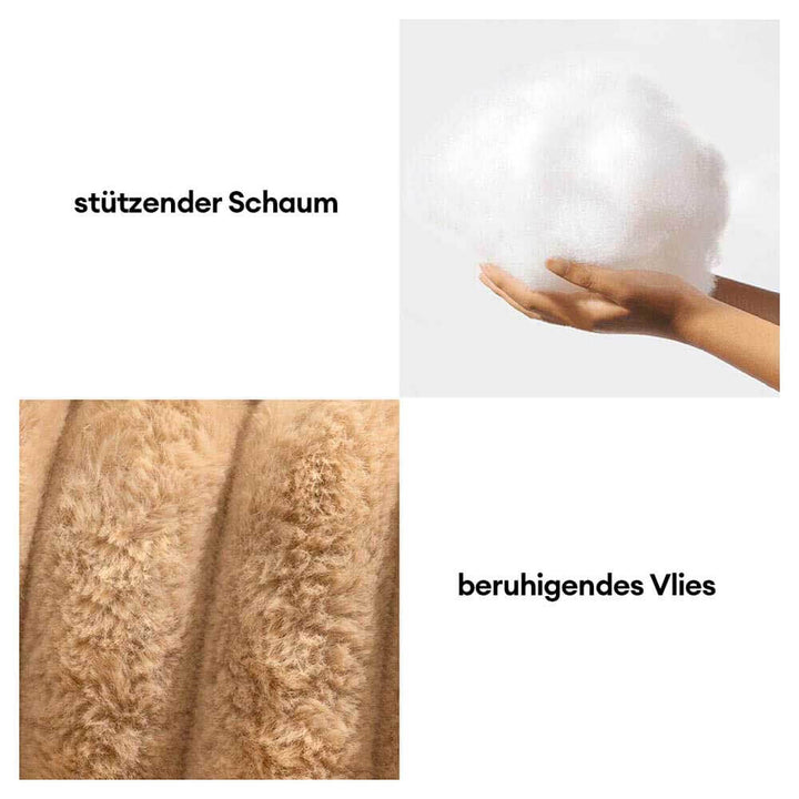 Komfortables Hundebett Snoozy Dream, flauschig, orthopädisch für große Hunde.