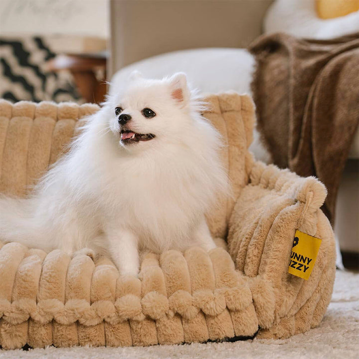 Orthopädisches Tierbett für große Hunde, plüschig, weich, fördert tiefen Schlaf.