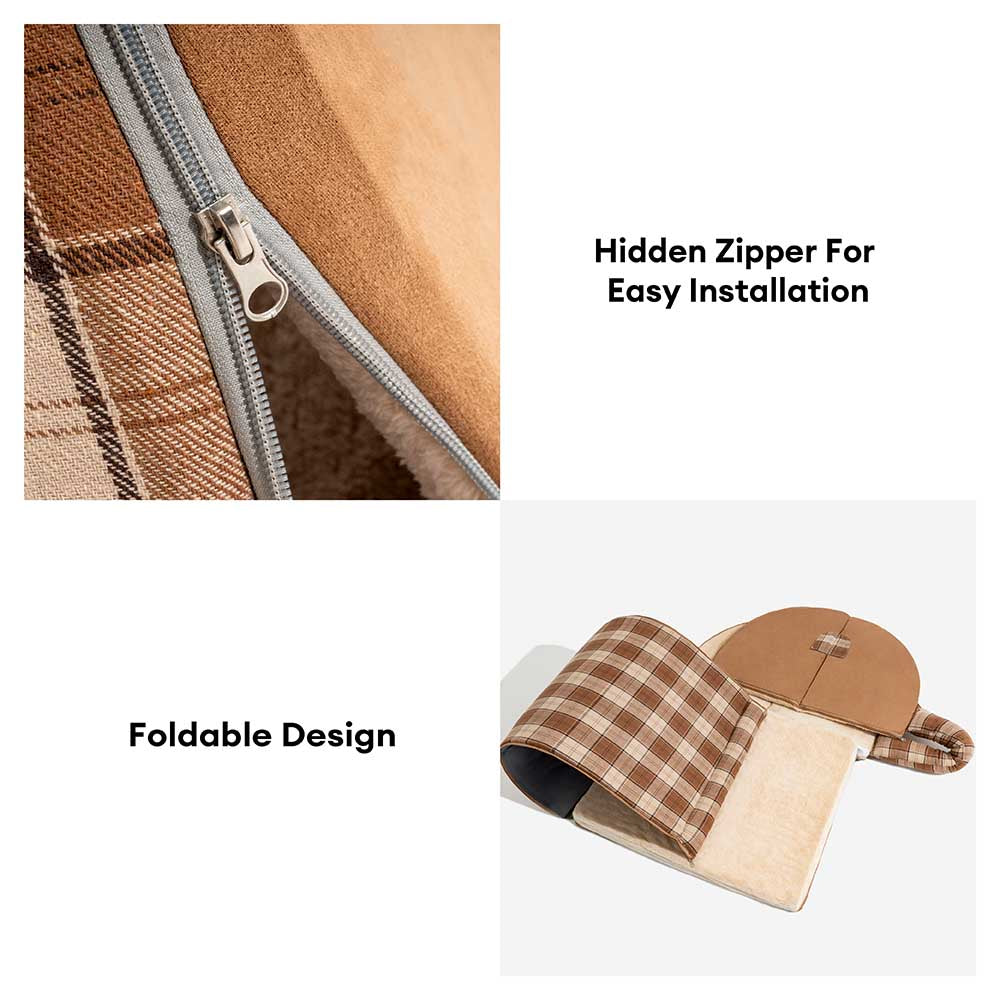 Modernes orthopädisches Hundebett mit Streifen, in verschiedenen Größen erhältlich.