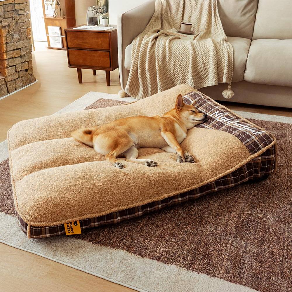 Orthopädisches Hundebett für große Hunde mit weichem, waschbarem Teddyfell, ideal für Gelenkstütze und Komfort.