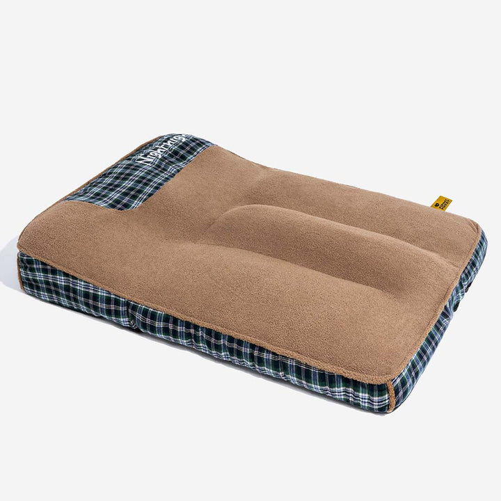 Hochwertiges orthopädisches Hundebett, rechteckig, mit Teddyfell. Perfekter Schlafplatz für große Hunde zu Hause.