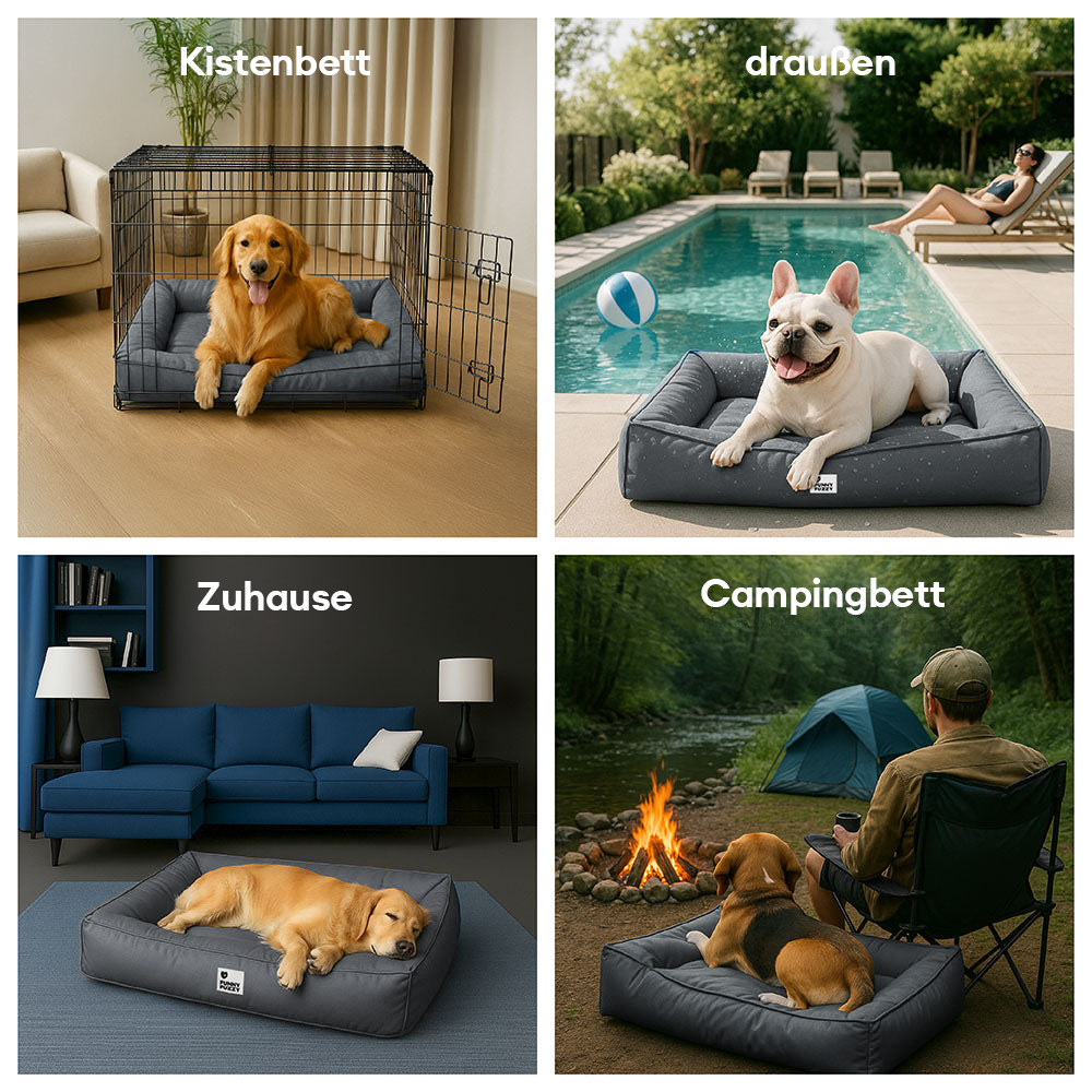 Langlebiges, orthopädisches Hundebett für große Hunde. Fördert gesunden Schlaf, ist wasserabweisend und sehr bequem.