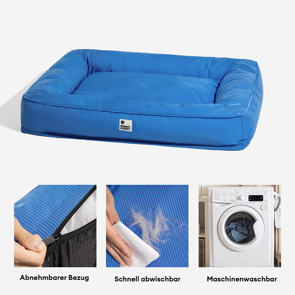 Stützendes orthopädisches Hundebett für große Rassen, wasserabweisend, abnehmbarer Bezug, hoher Liegekomfort.