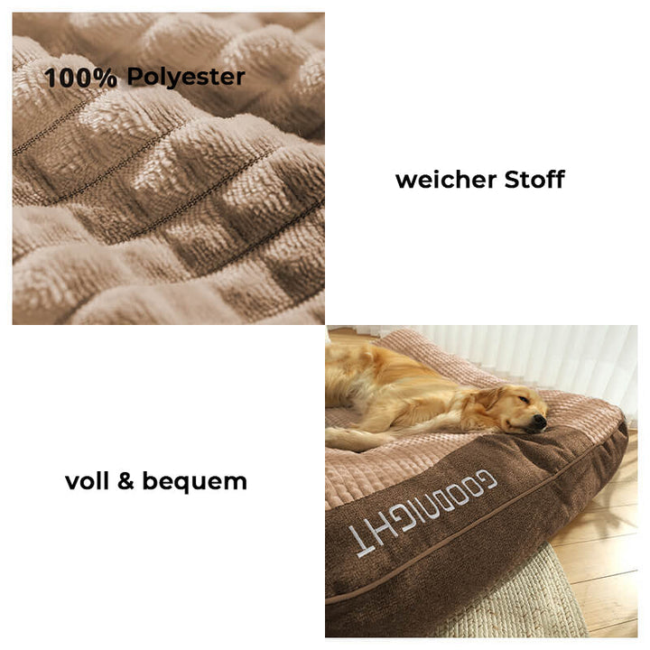 Hochwertiges orthopädisches Hundekissen, dick und groß, ideal für ältere Hunde mit Gelenkproblemen.